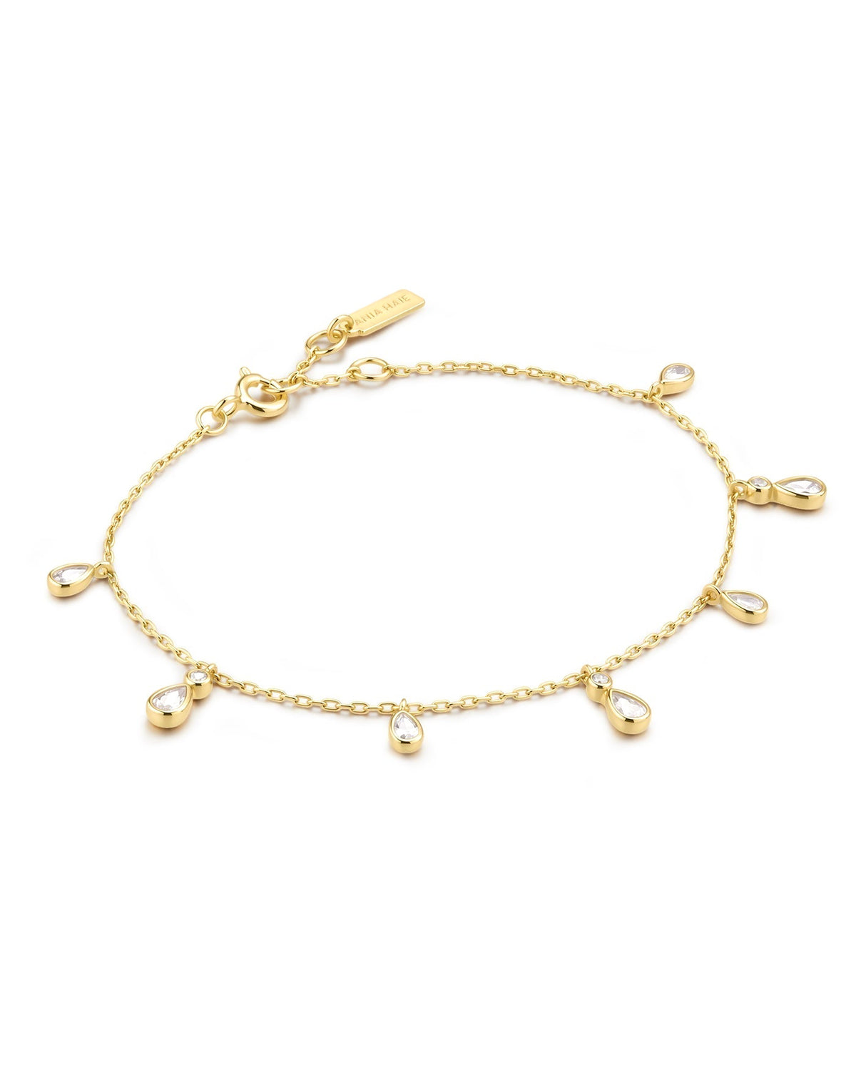 Ania Haie Gold Bezel-Set Teardrop Dangle Station Bracelet B076-06G B076-06G front packshot