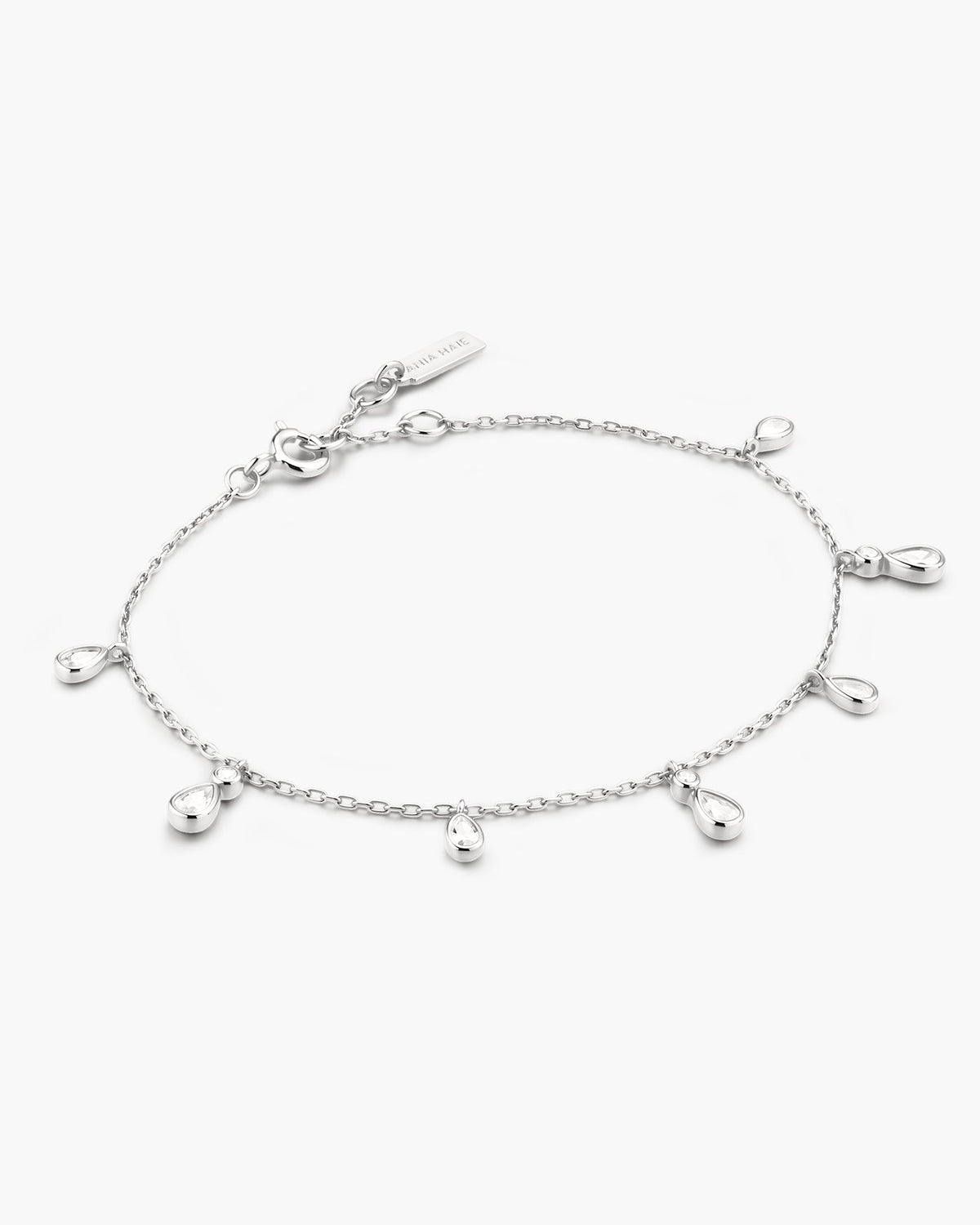 Ania Haie Silver Bezel-Set Teardrop Dangle Station Bracelet B076-06H B076-06H front packshot