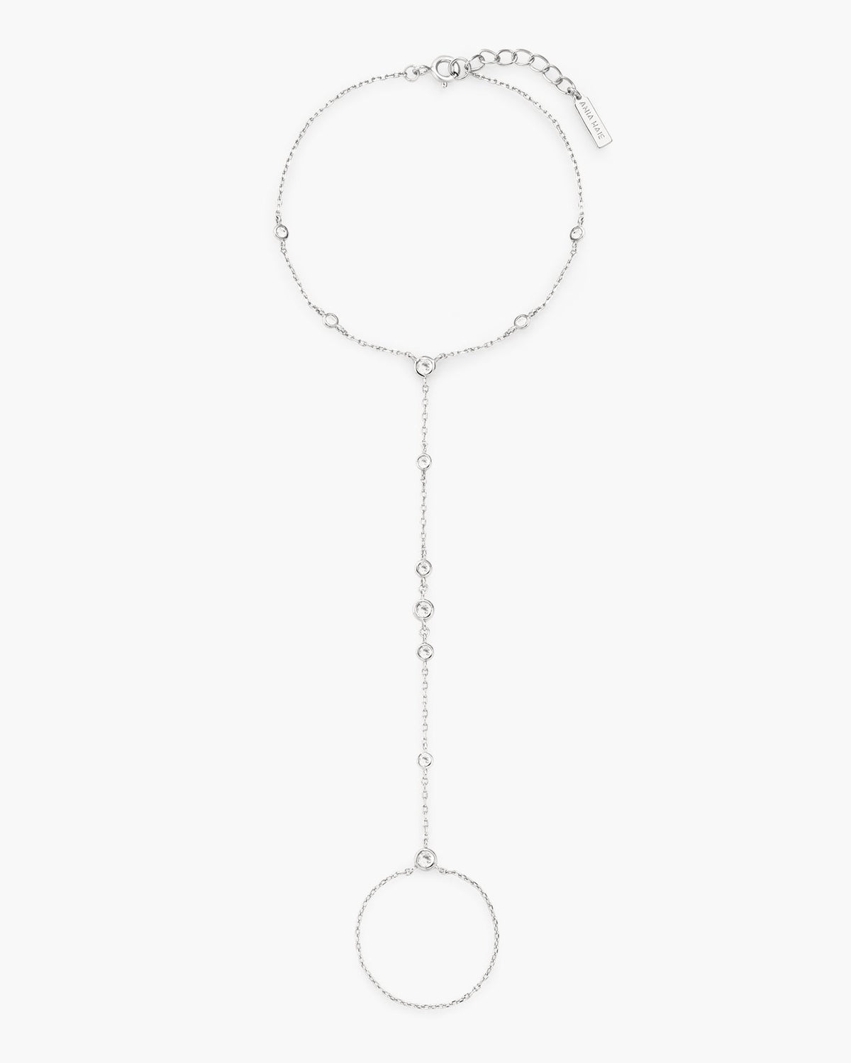 Ania Haie Silver Bezel-Set Station Hand Chain B076-07H B076-07H front packshot