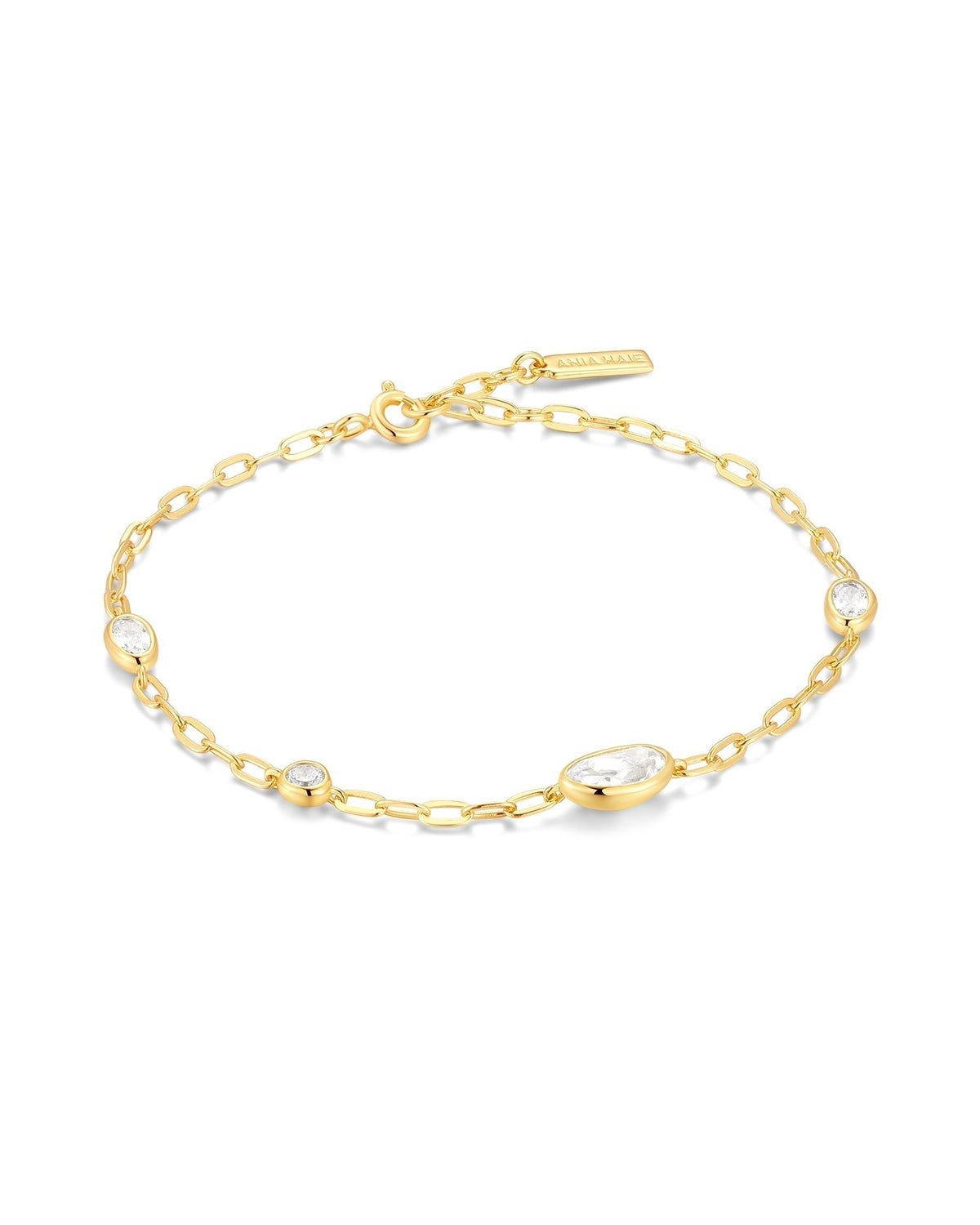 Ania Haie Gold Bezel Organic Dome Pebble Station Bracelet B076-08G B076-08G front packshot