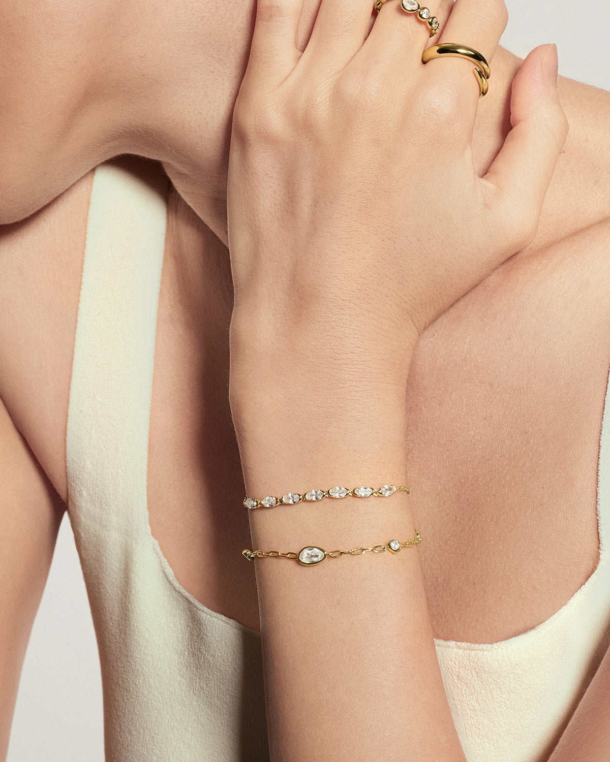Ania Haie Gold Bezel Organic Dome Pebble Station Bracelet B076-08G B076-08G view 2