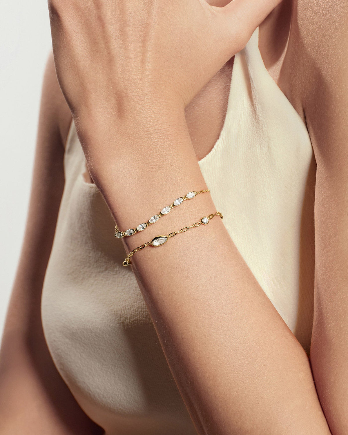 Ania Haie Gold Bezel Organic Dome Pebble Station Bracelet B076-08G B076-08G view 3