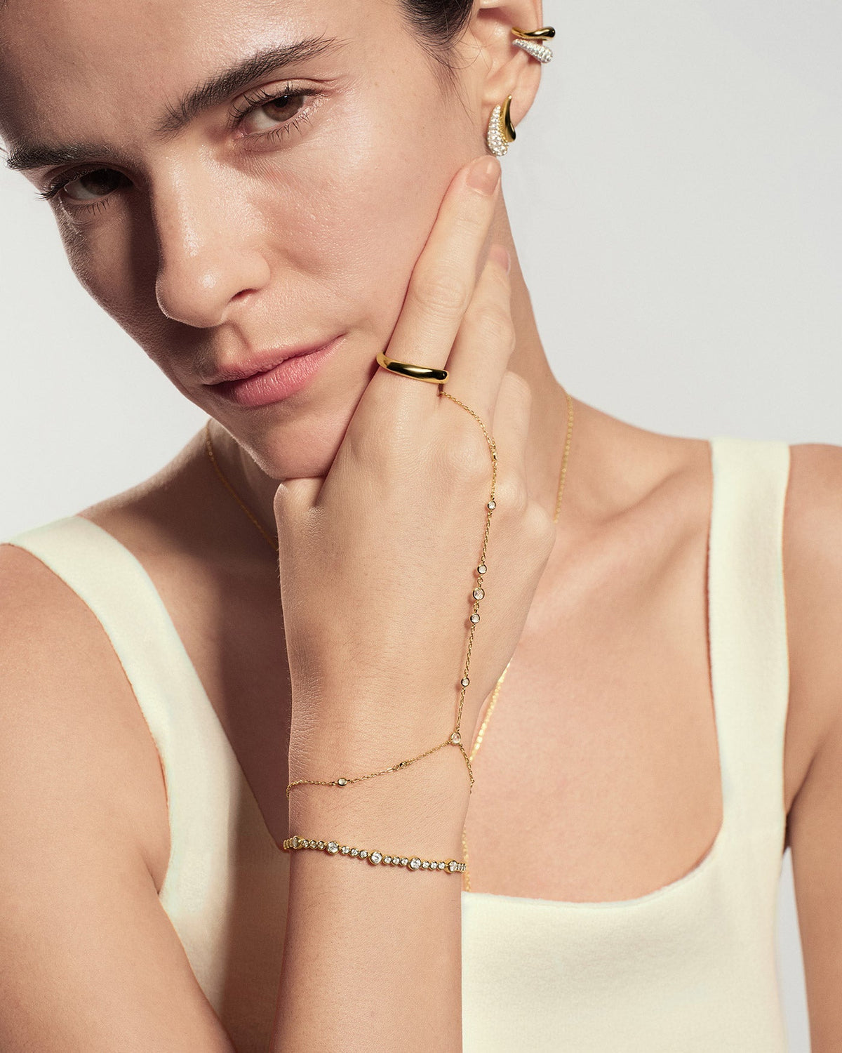 Ania Haie Gold Bezel-Set Station Hand Chain B076-07G B076-07G view 5