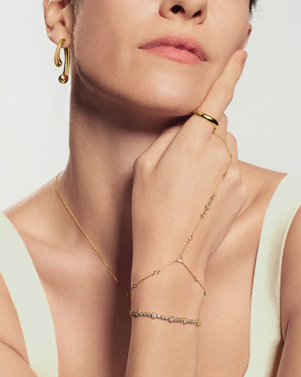 Ania Haie Gold Bezel-Set Station Hand Chain B076-07G B076-07G view 2