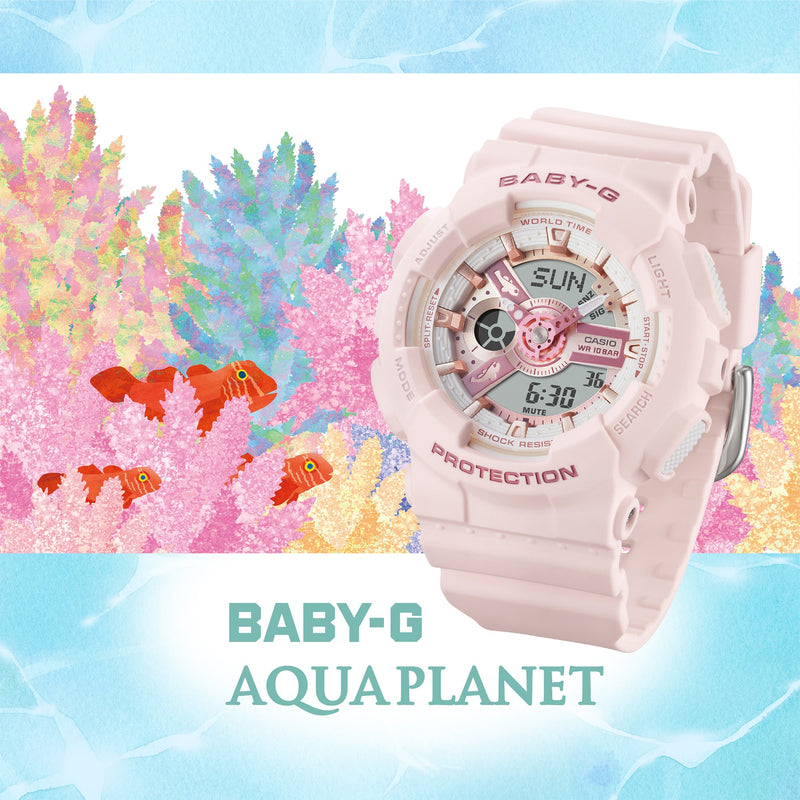 Baby-G Aqua Planet Collaboration 2024 Pink Resin Band Watch BA110AQ-4A