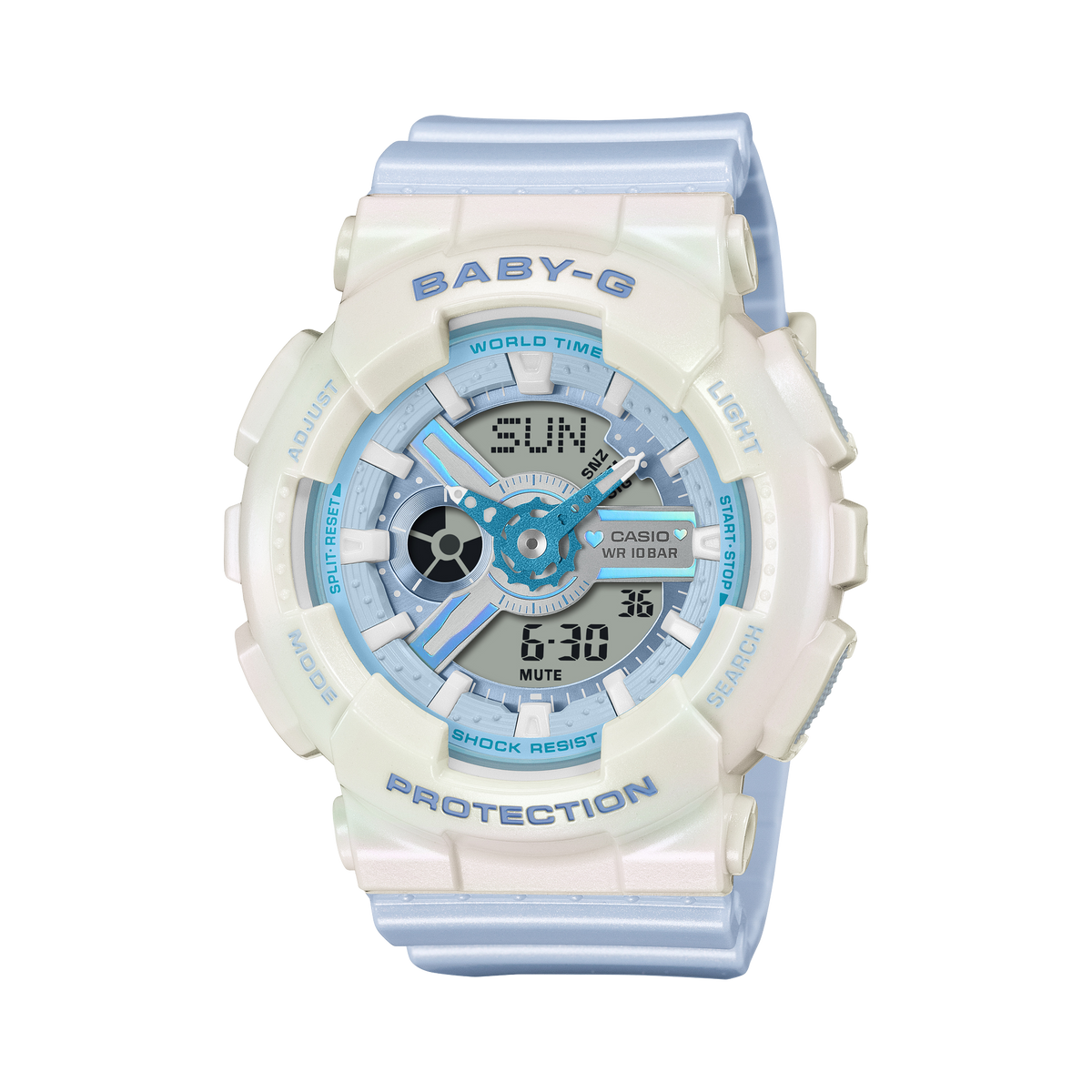 Baby-G Blue Dial Blue Resin Band Iridescent White Case Watch BA110PD-2A