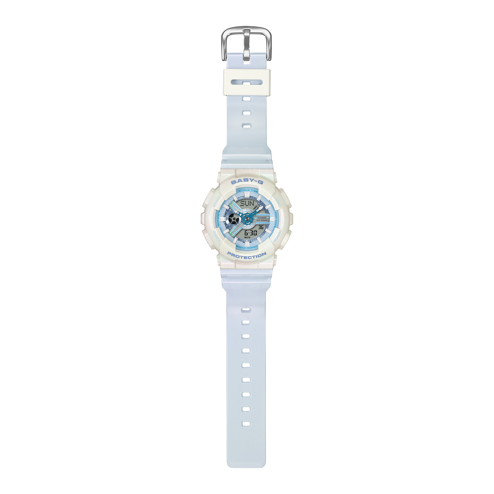 Baby-G Blue Dial Blue Resin Band Iridescent White Case Watch BA110PD-2A