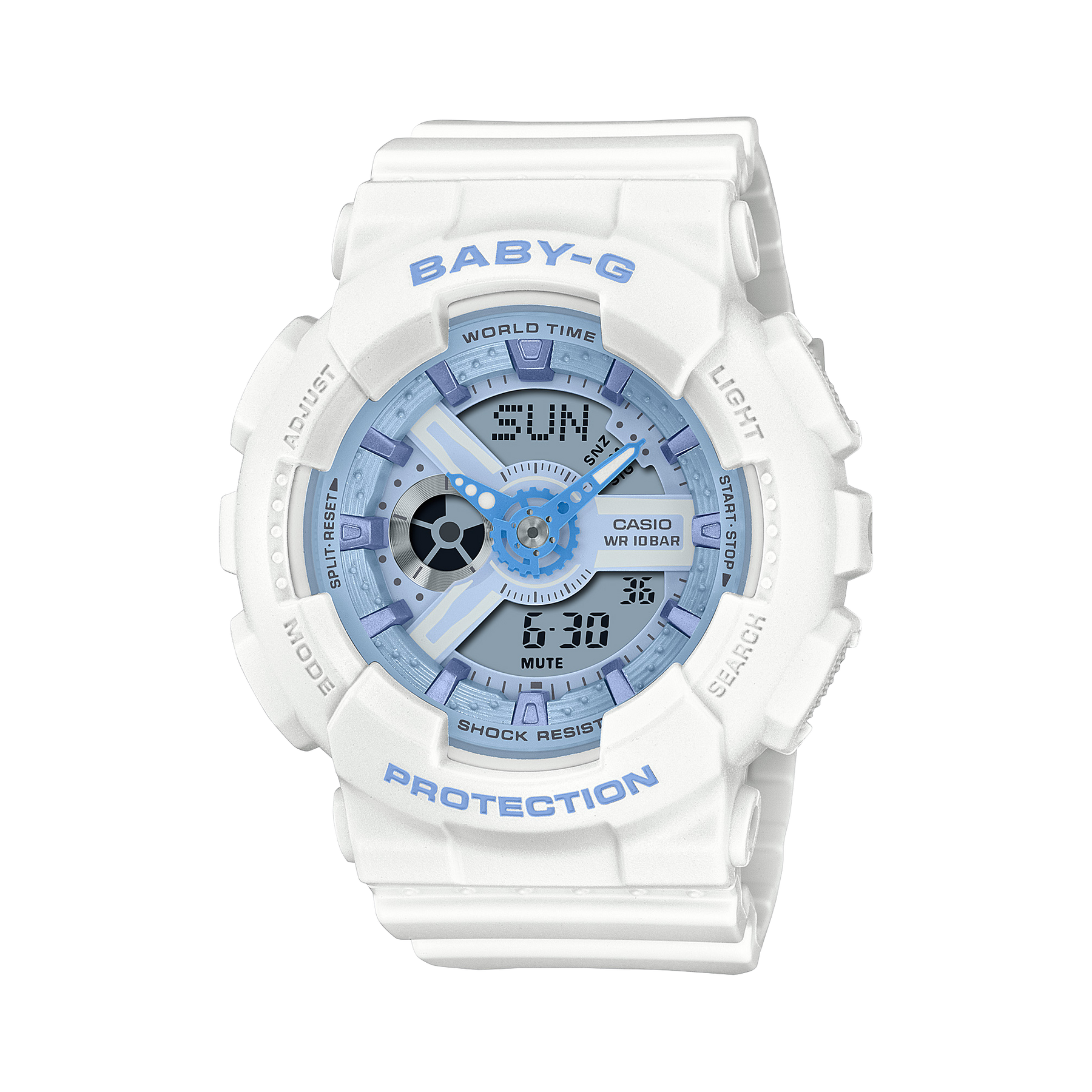 G-Shock Digital White Resin Band Watch BA110XBE-7A