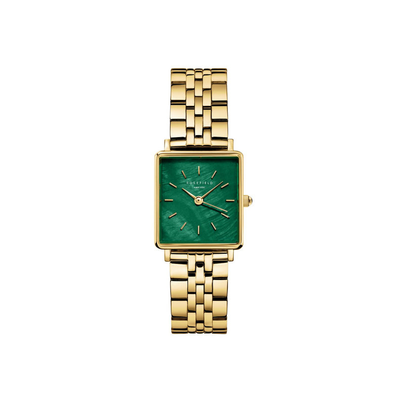 Rosefield Boxy XS Emerald Steel Gold Watch BEGSG-Q050