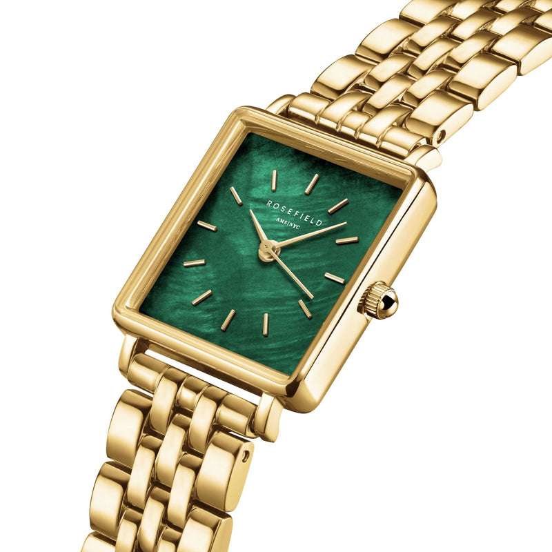 Rosefield Boxy XS Emerald Steel Gold Watch BEGSG-Q050