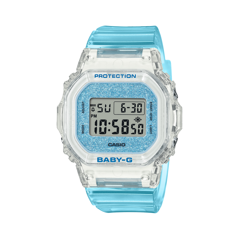Baby-G Digital Glitter Blue Transparent Resin Band Watch BGD565GC-2D