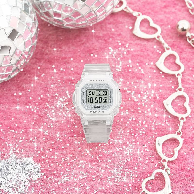 Baby-G Digital Glitter Clear Transparent Resin Band Watch BGD565GC-7D