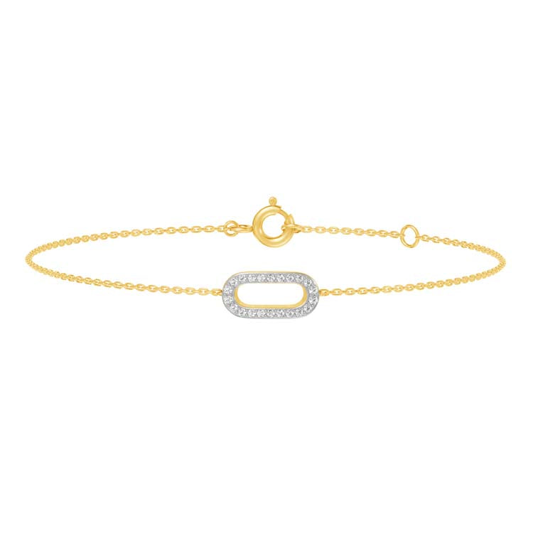 0.07ct Diamond Open Oval Bracelet in 9K Yellow Gold