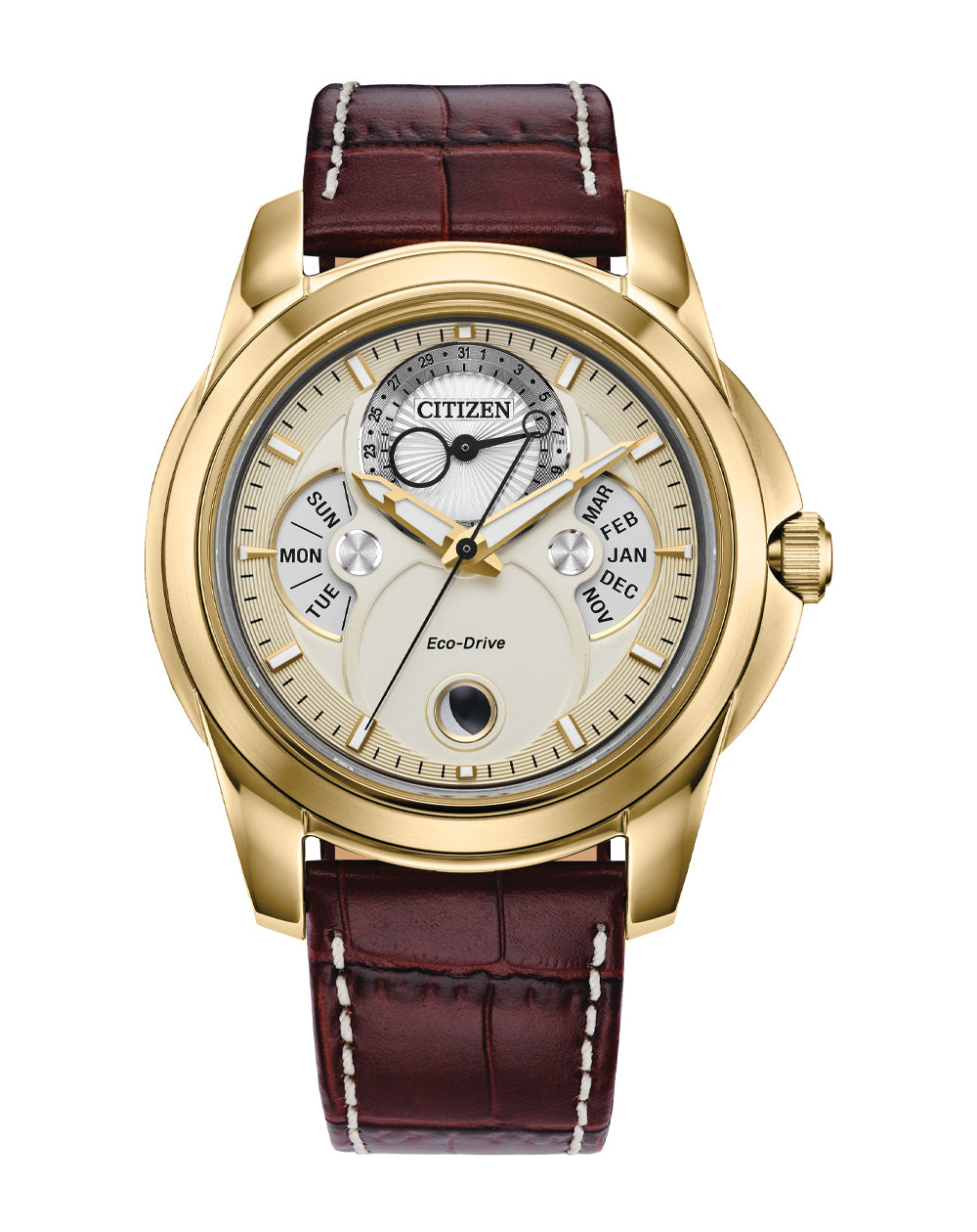 Citizen Calendrier Moonphase Beige Dial Brown Leather Watch BU0082-06P