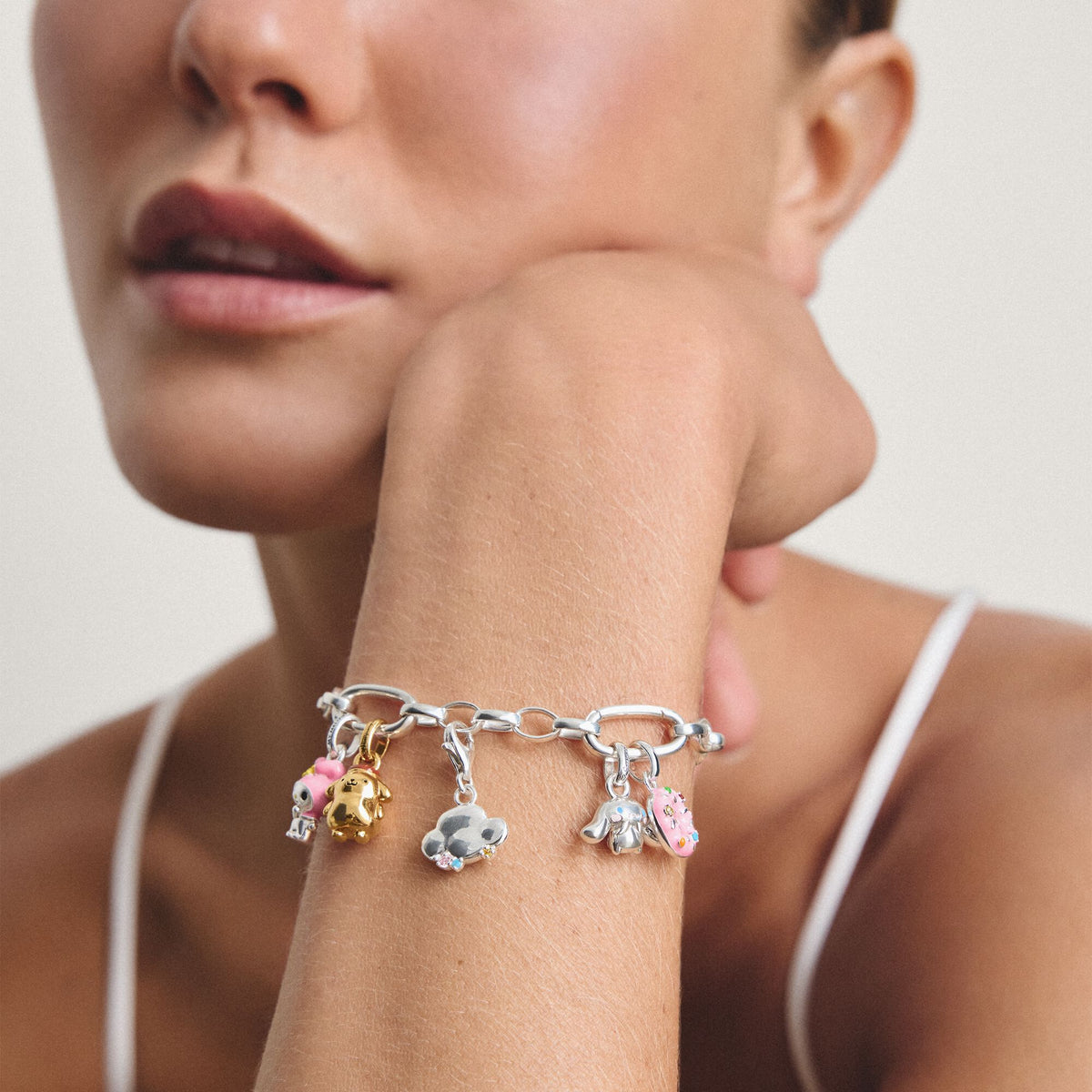 Thomas Sabo Silver-Plated Charm Club Bracelet with 3 Connect Links TC1203M-17 view 3