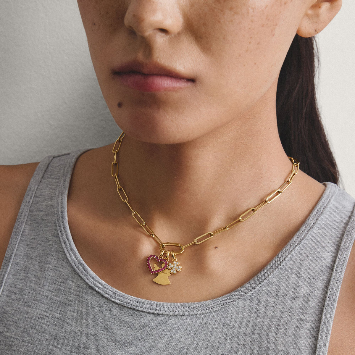 Thomas Sabo Gold-Tone Stainless Steel Charm Club Paperclip Necklace TC1207SY-50 TC1207SY-50 view 2