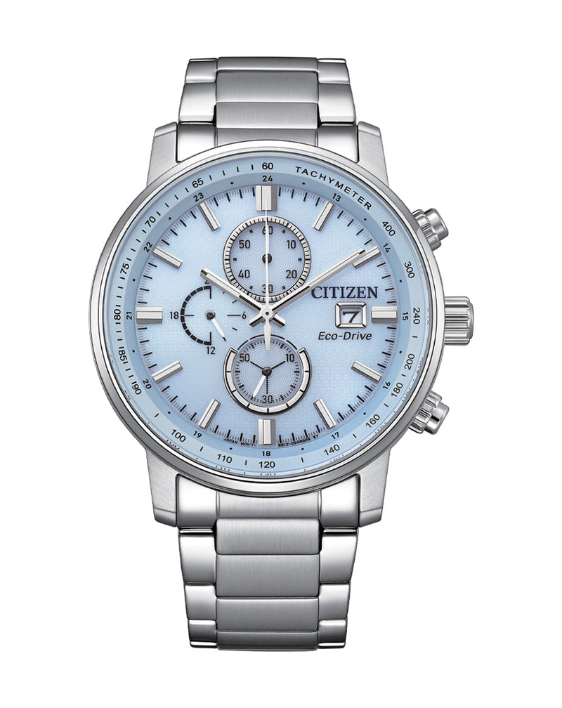 Citizen Eco-Drive Chronograph Blue Dial Stainless Steel Watch CA0840- 87M