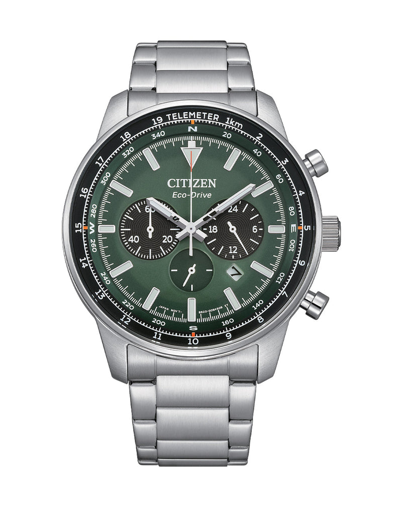 Citizen Eco-Drive Stainless Steel Green Dial Watch CA4500- 91X