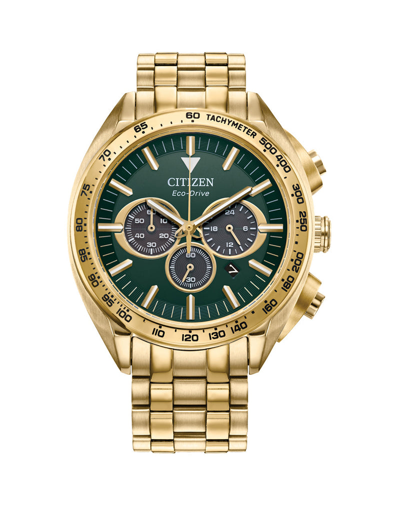 Citizen Chronograph Eco-Drive Gold & Green Dial CA4542-59X