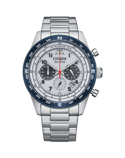 Citizen Eco-Drive Chronograph Silver Stainless Steel Men's Watch CA4554-84H