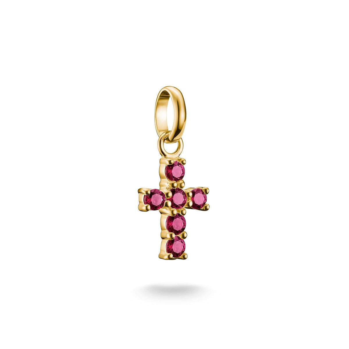 Thomas Sabo Gold-Plated Cross Charm with Lab-Grown Ruby CCC1206MREY CCC1206MREY front packshot
