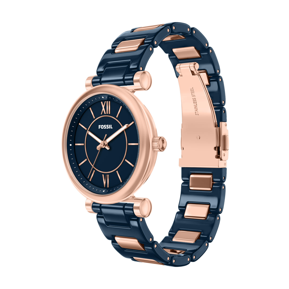 Fossil Carlie Navy Ceramic CE1140 angled view