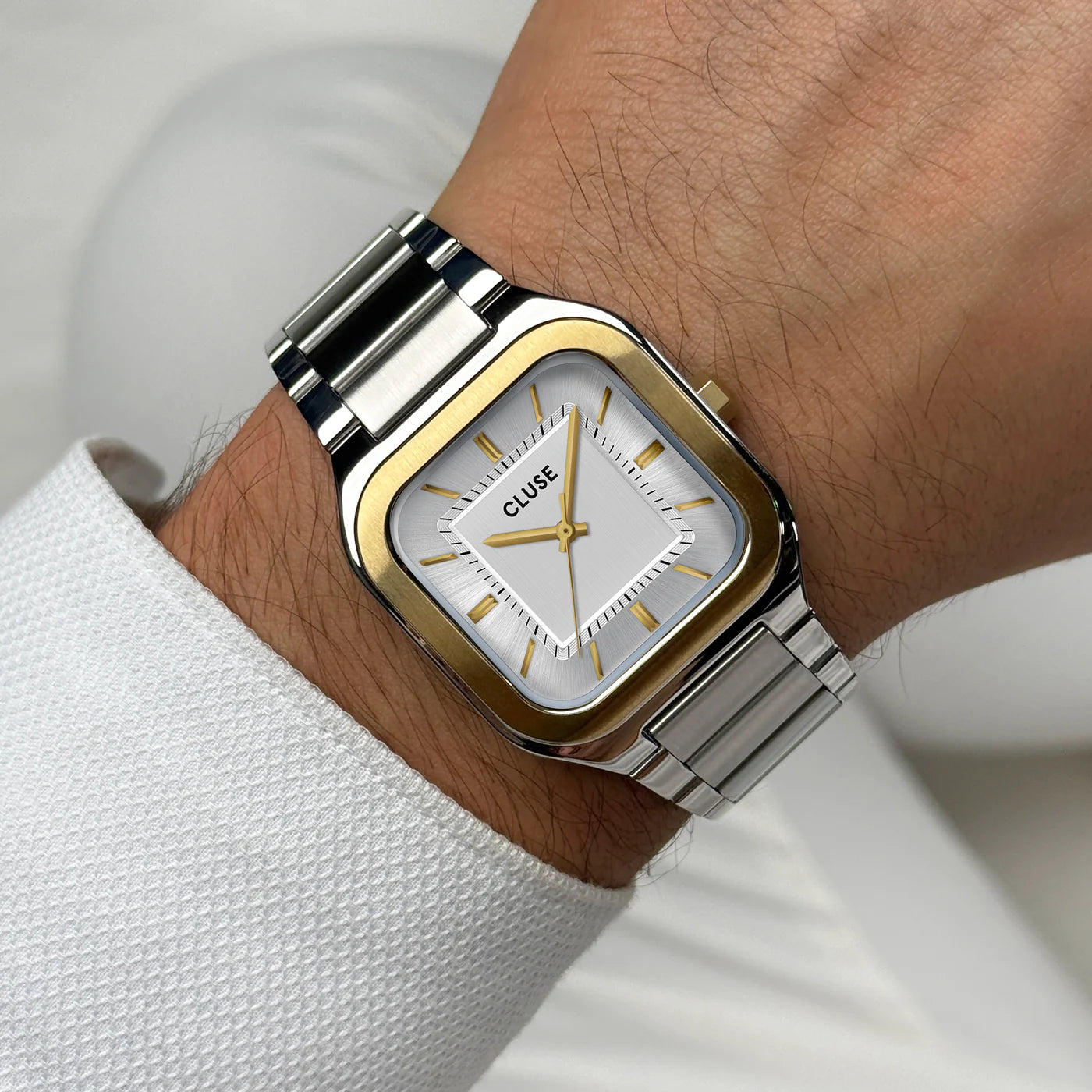 CLUSE Quadrus Stainless Steel Silver Two Tone Men's Watch CW25704