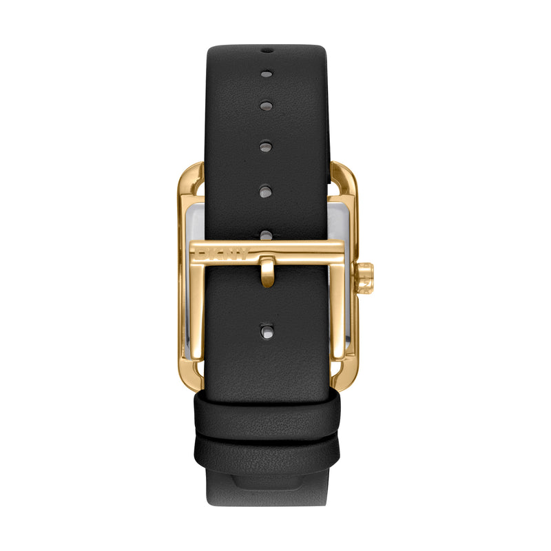DKNY City Maxi Black Dial Black Leather Strap Watch DK1L001L0025