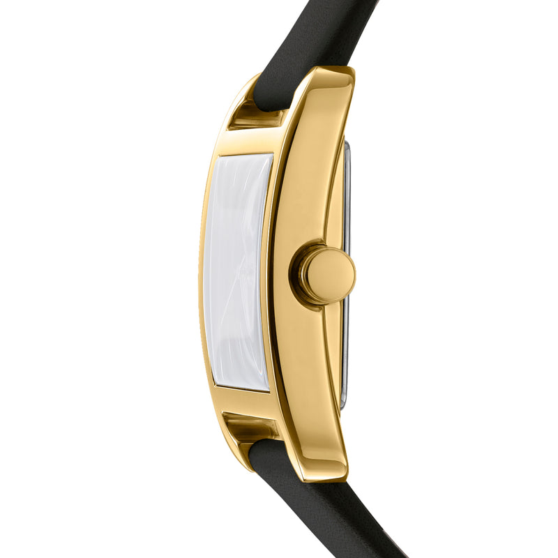 DKNY City Maxi Black Dial Black Leather Strap Watch DK1L001L0025
