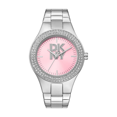 DKNY Parsons Glitz Pink Dial Stainless Steel Watch DK1L025M0025