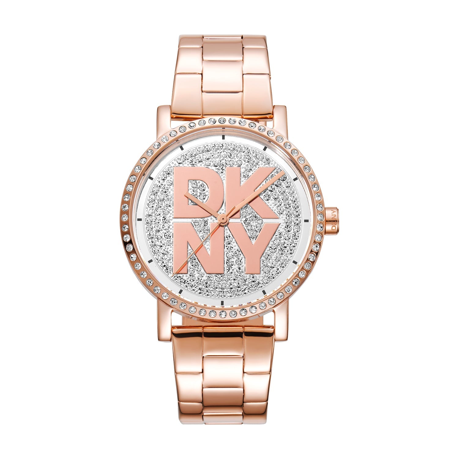 DKNY Soho Rose Gold Stainless Steel Womens Watch 36mm Silver Dial