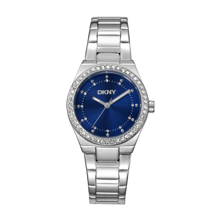 DKNY Silver Stainless Steel Ladies Watch Blue Dial 30mm Modern