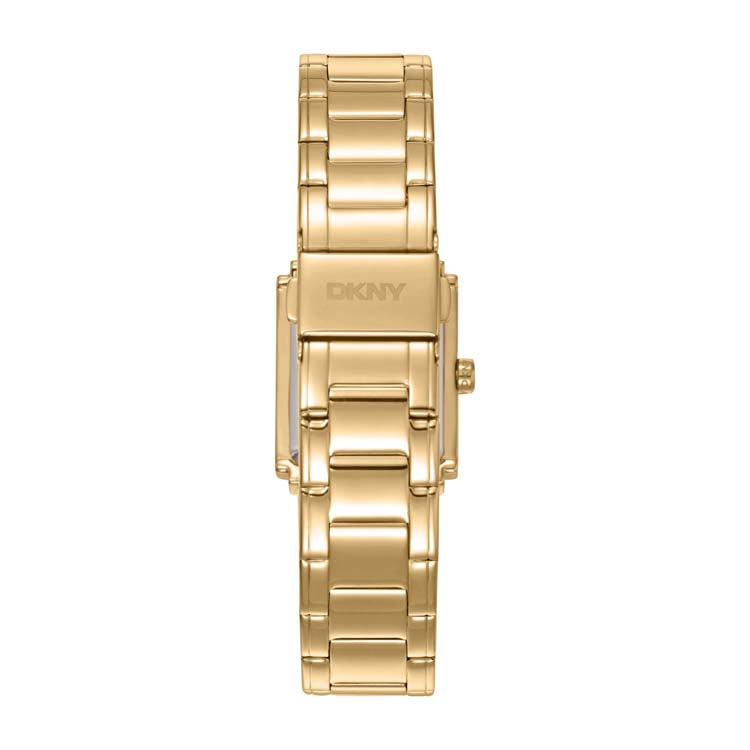 DKNY Logo Gold Stainless Steel Watch Silver Dial Modern Chic