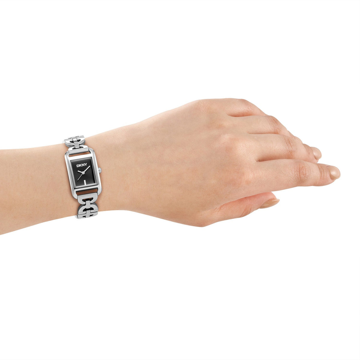 DKNY Open Link Silver 21x34mm Black Dial Womens Watch DK1L142M0225