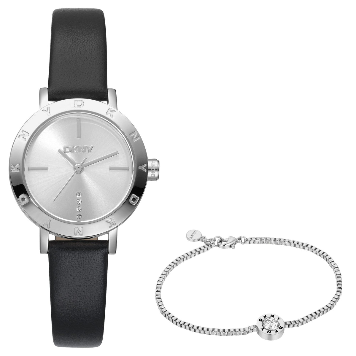 DKNY Essentials Silver 28mm Silver Dial Womens Watch + Silver Bracelet DK1L165L0015