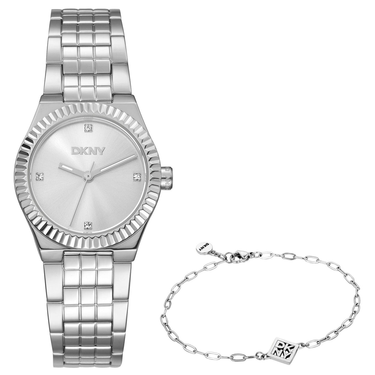DKNY Essentials Silver Dial Silver Steel Womens Watch DK1L182M0015 front packshot