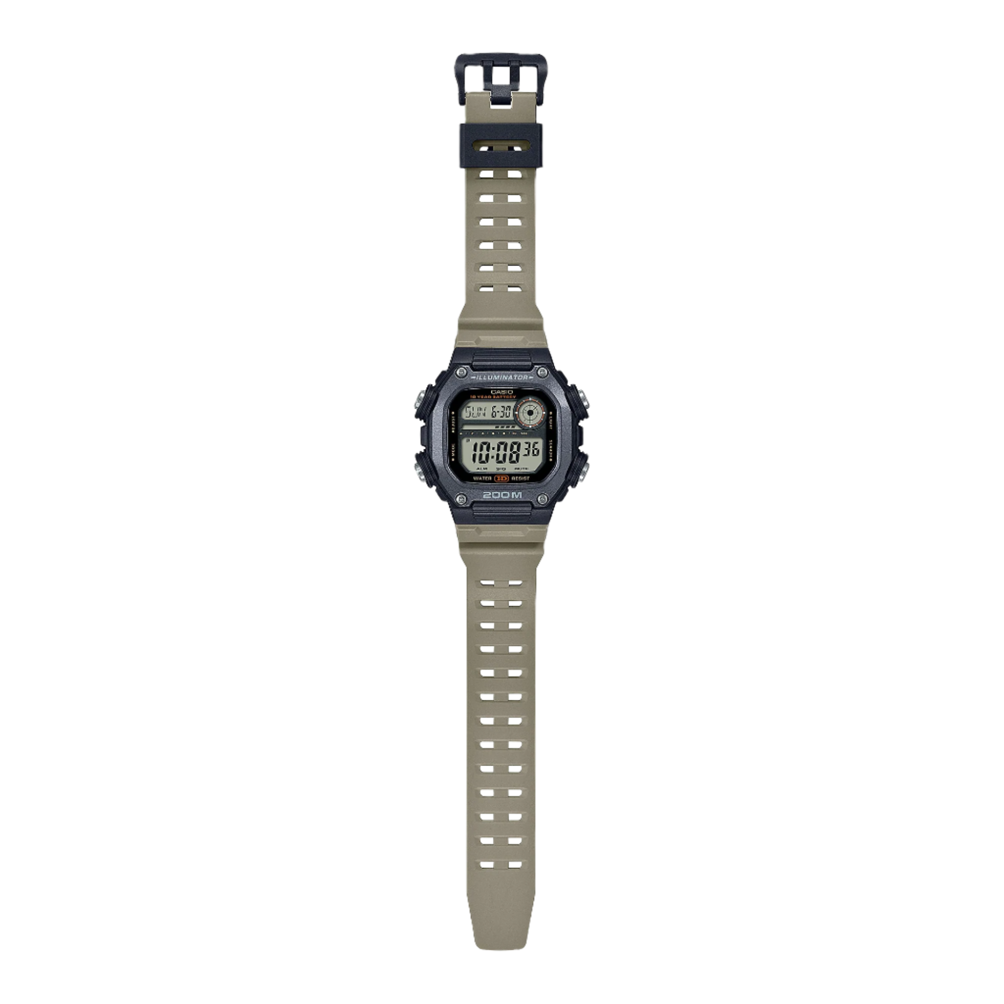 Casio Digital Sports Grey Dial Tan Resin Band Watch DW291HX-5A