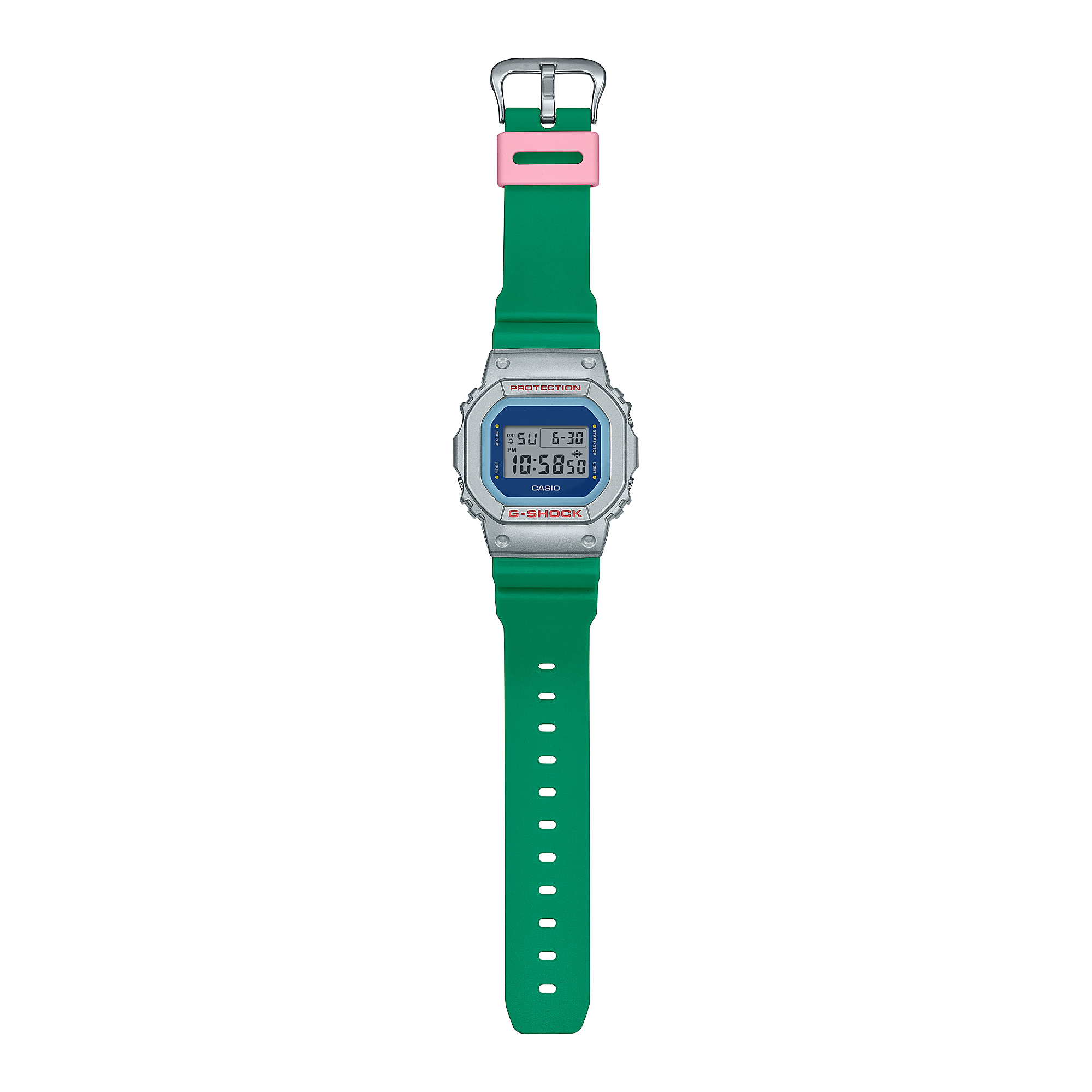 G-Shock Blue Dial Green Resin Band Watch DW5600EU-8A3
