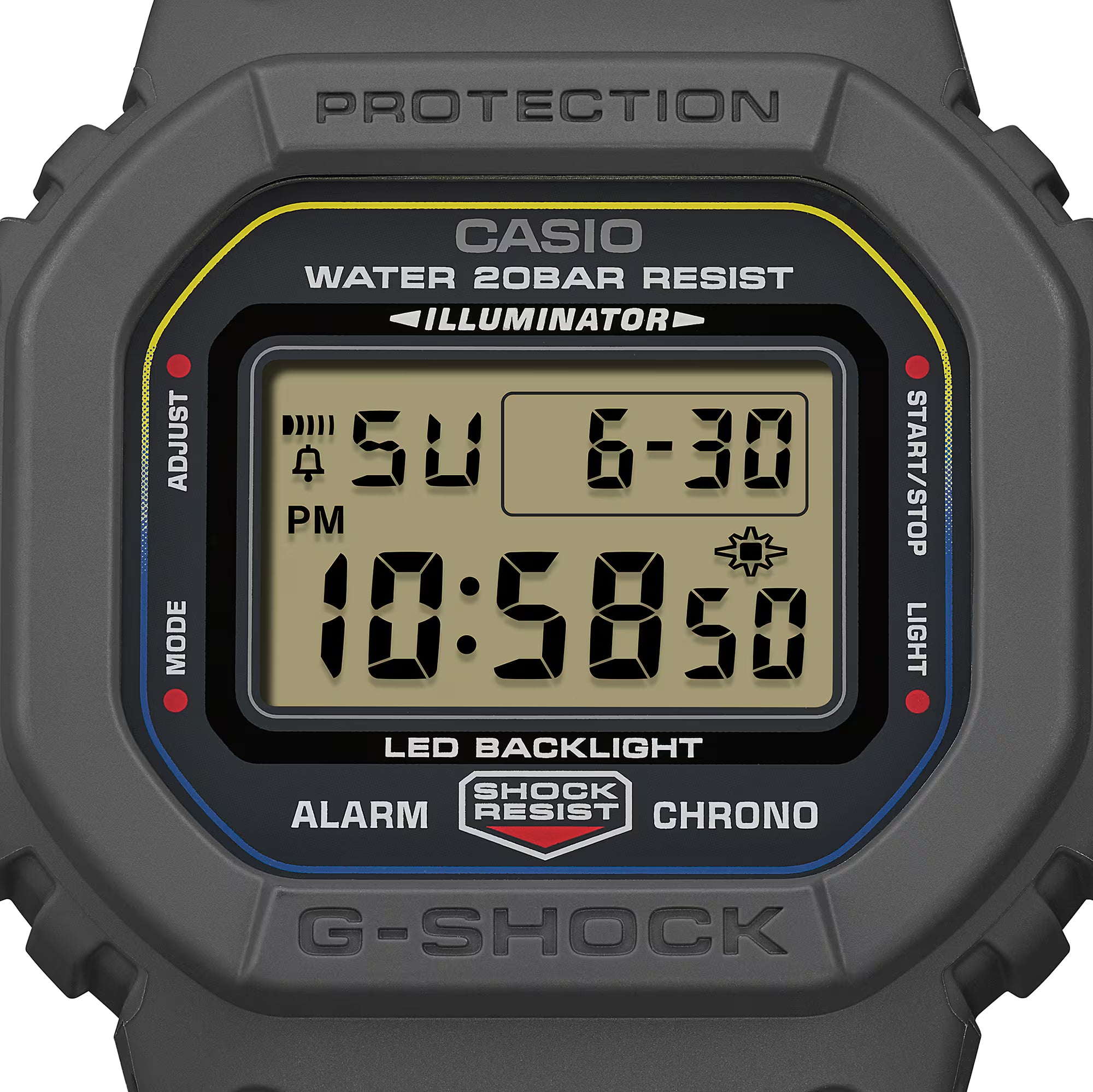 G-Shock Digital Black Case Multi Colour Band Nylon FIDLOCK Clasp Band Watch DW5600MNC-8A2