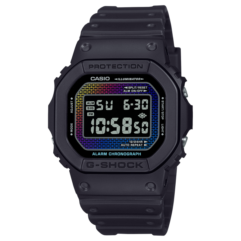 Iconic G-Shock 5600 Series Timepiece with Rainbow Gradation DW5600RW-1D