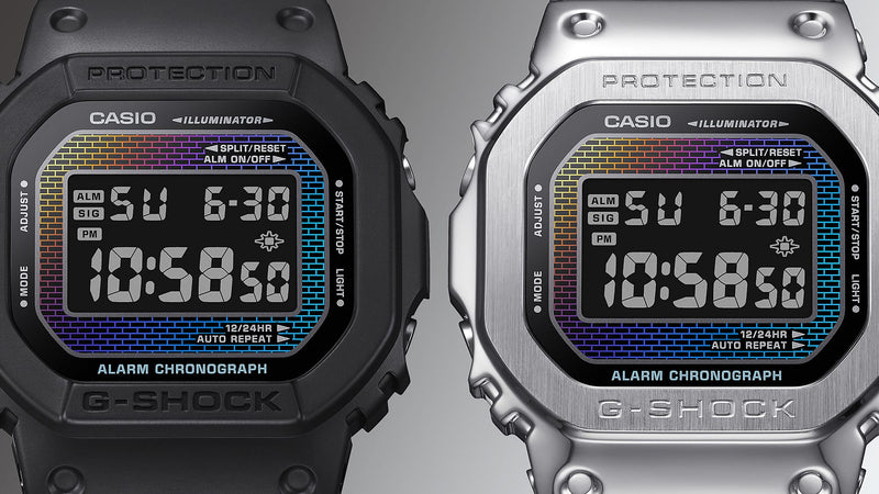 Iconic G-Shock 5600 Series Timepiece with Rainbow Gradation DW5600RW-1D