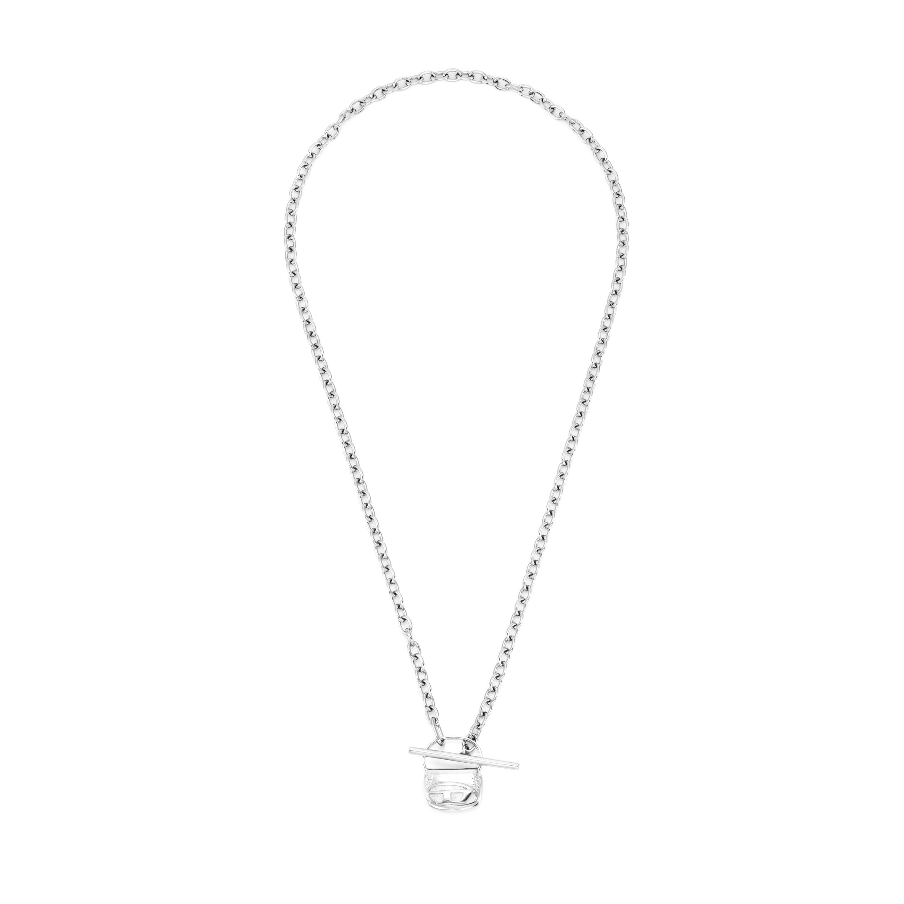 Diesel Steel Silver Bag Chain Necklace DX1593040