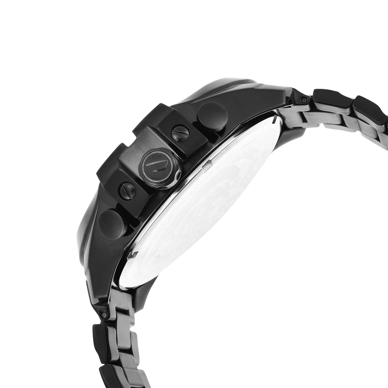 Black digital wristwatch with multiple buttons on the side.