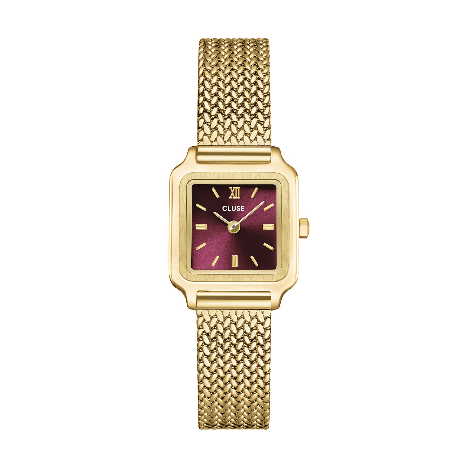 CLUSE Gracieuse Mini watch, burgundy dial, gold stainless steel strap CW15510