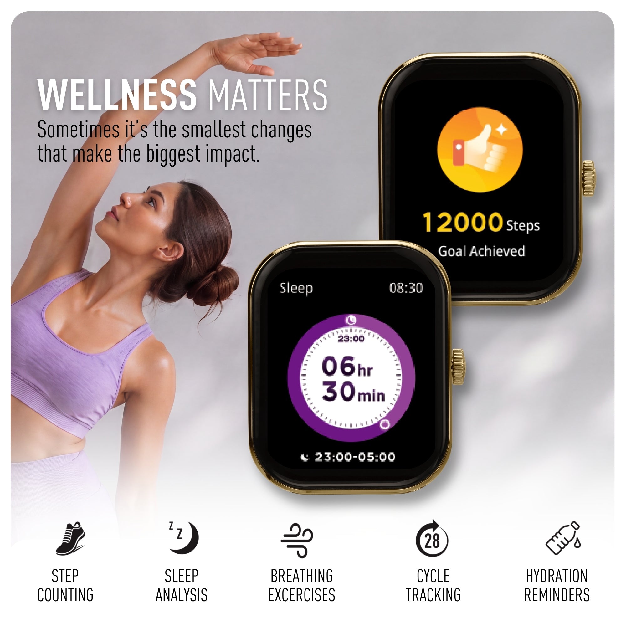 Reflex Active Nexus 100 S Gold Case Pink Silicone smart watch — view 3