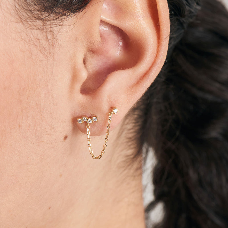 Ania Haie Gold Celestial Drop Chain Barbell Single Earring