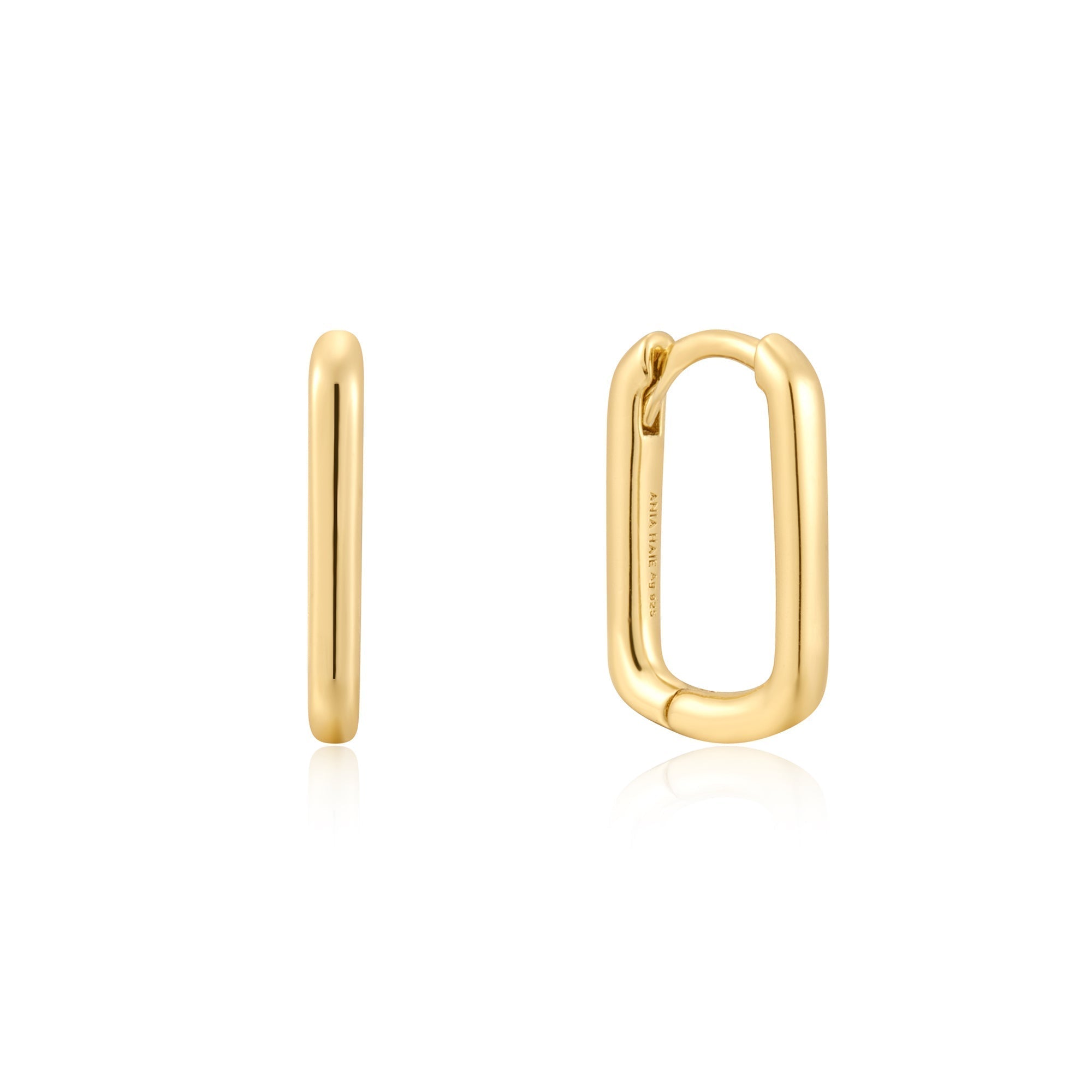 Ania Haie Gold Large Oval Huggies Trendy Statement Earrings