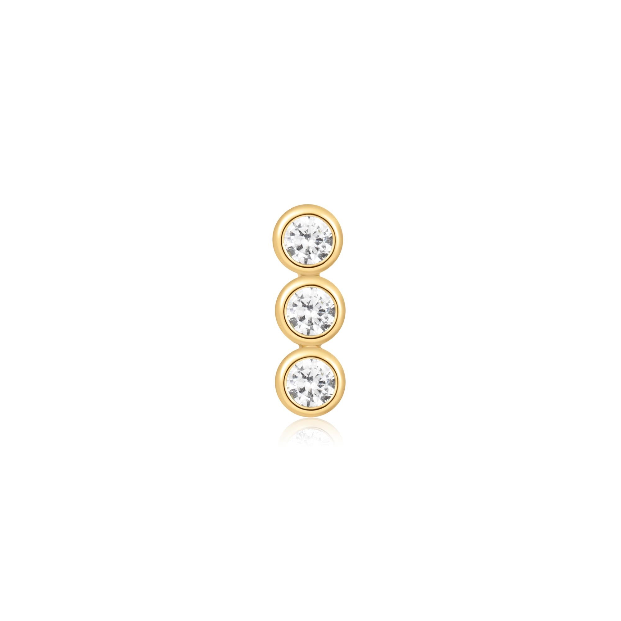 Ania Haie Gold Triple Stone Bezel Barbell Single Earring