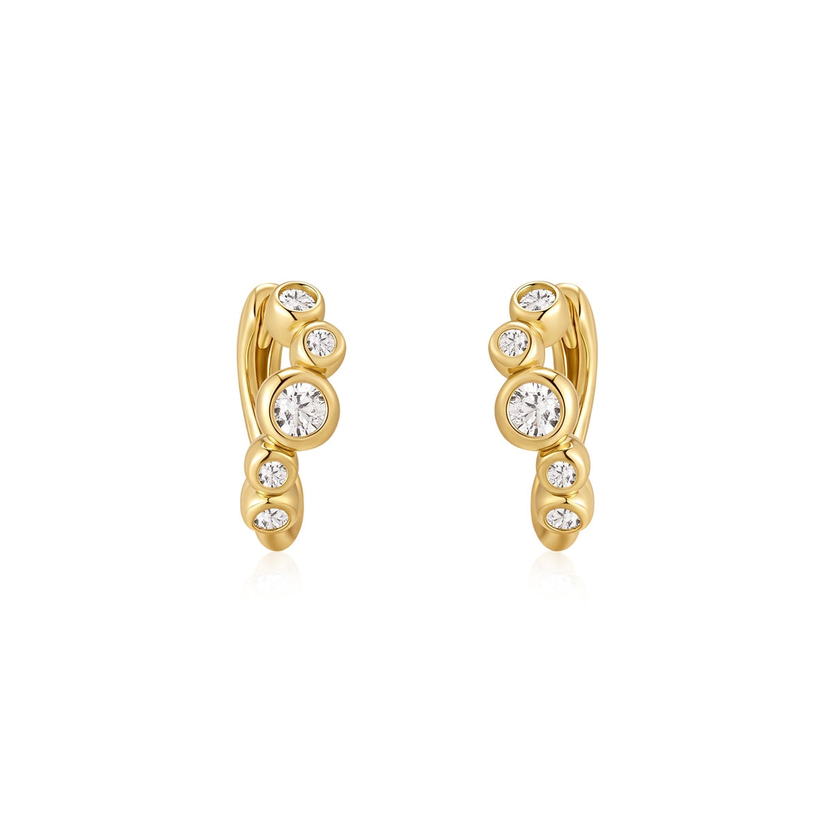 Ania Haie Gold Small Sparkling Tide Huggie Hoop Earrings