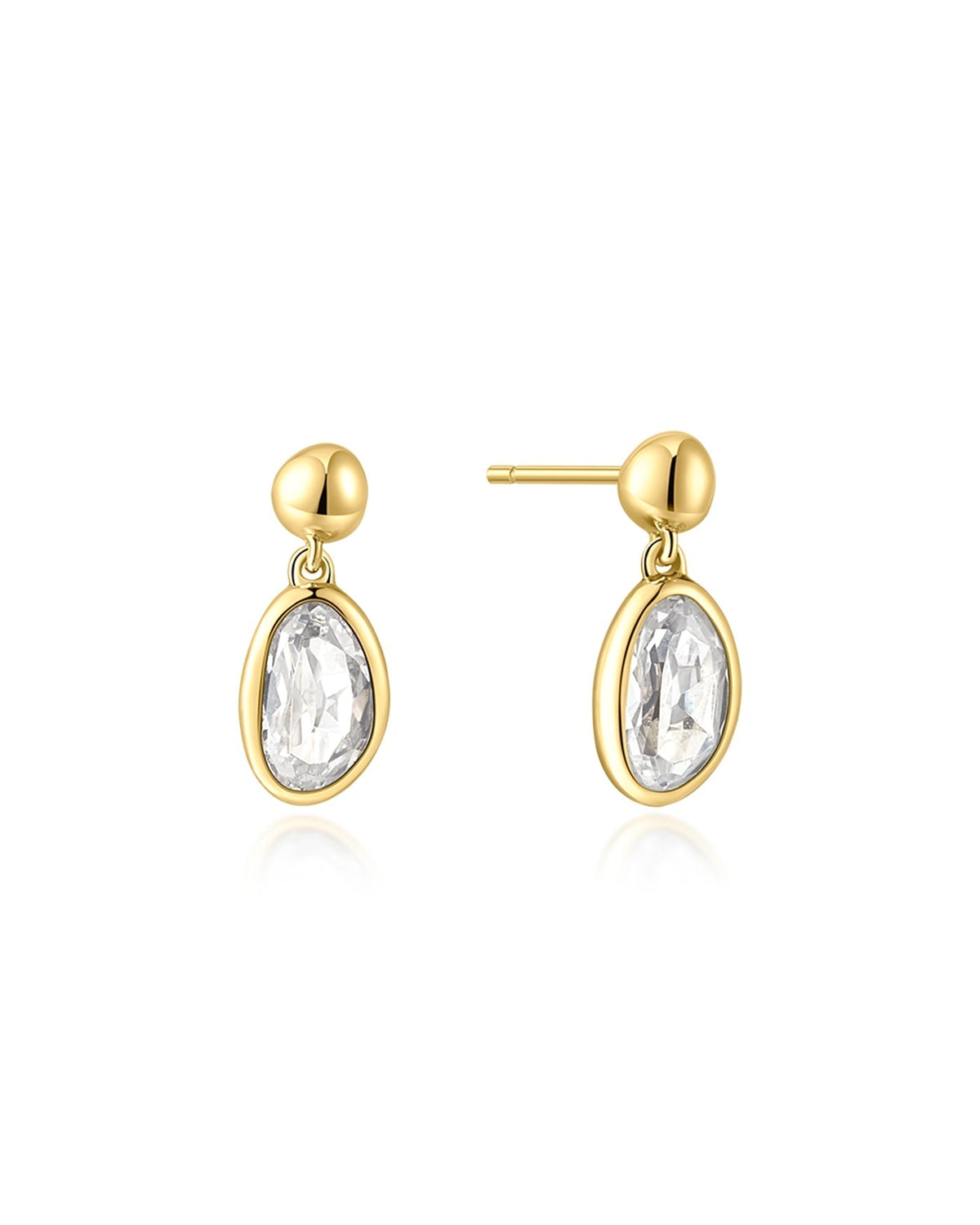 Ania Haie Gold Bezel Organic Pebble Dangle Stud Earrings E076-06G E076-06G front packshot